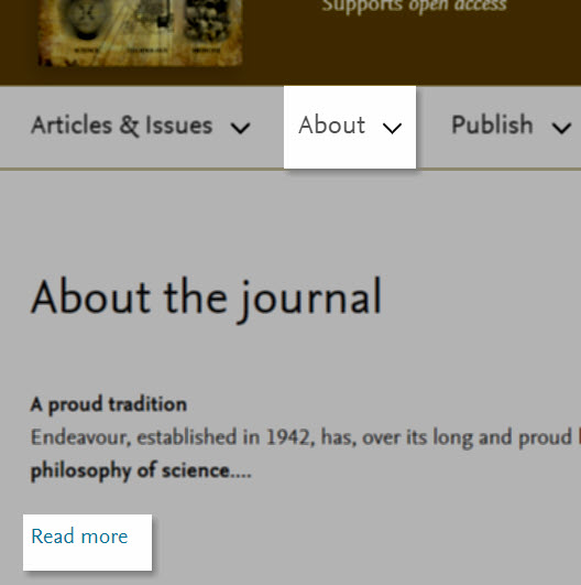 What can I do on a journal home page? ScienceDirect Support Center